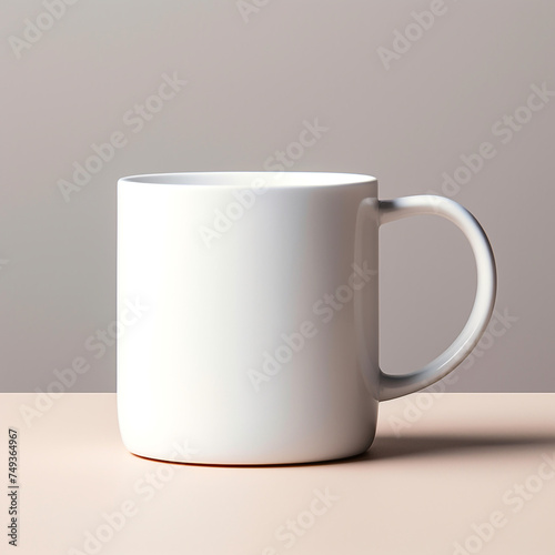 product shot featuring a white ceramic mug with a unique shape сreated with Generative Ai