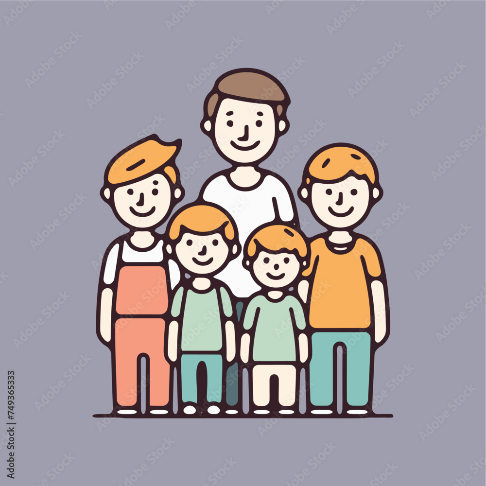 cute big family vector icon illustration