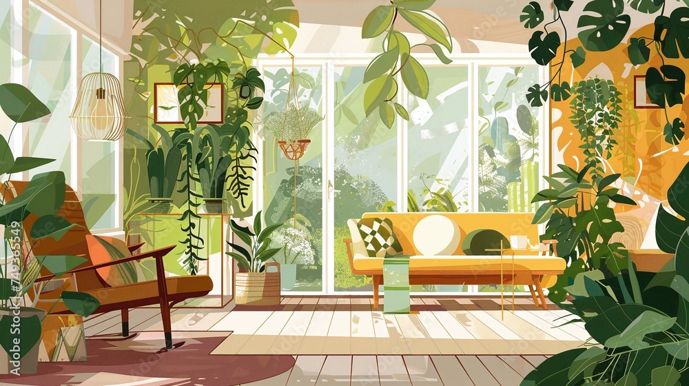 Fototapeta premium Illustrated Eco-Conscious Living Space