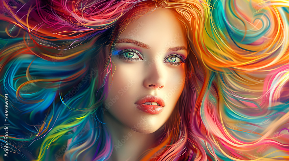 Colorful Abstract Girl Painting, generative ai