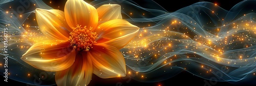 Dahlia Flowers Close Background, with lights, light black and yellow, Background HD, Illustrations