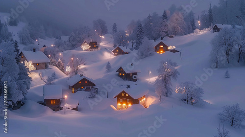 Serene Snow-Covered Village