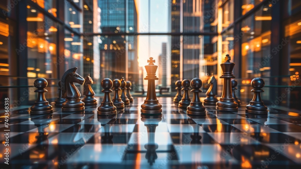 Strategic Chess Game in Corporate Setting

