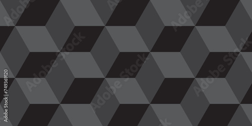 Black background from cubes and lines. Geometric seamless pattern cube. Cubes mosaic shape vector design.