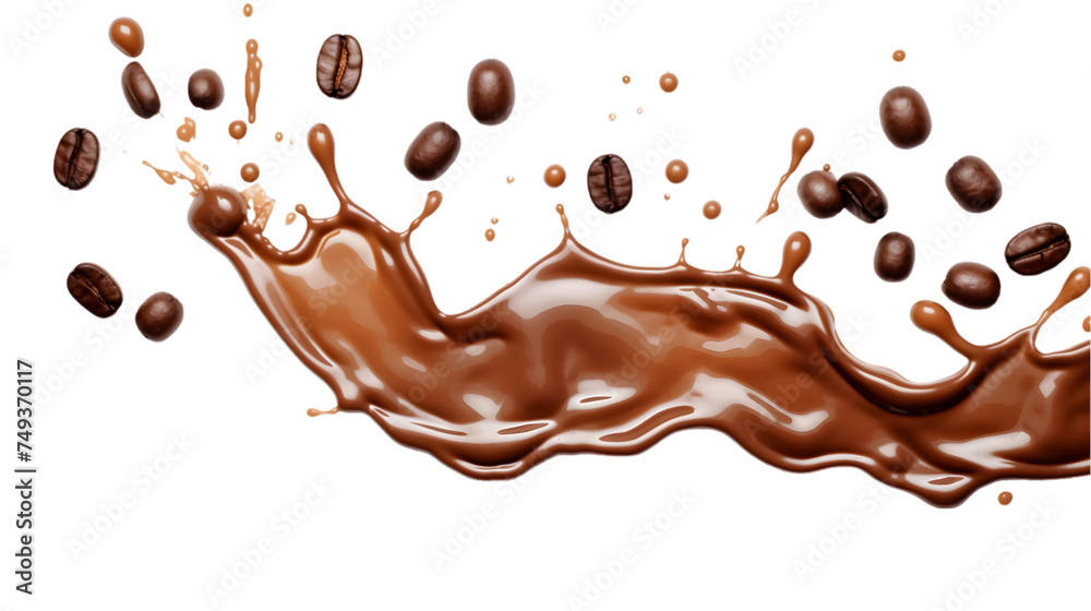 Splash of coffee, cola or tea isolated on transparent Splash of coffee, cola or tea isolated on transparent