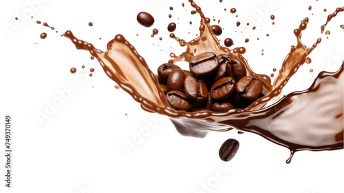 Splash of coffee  cola or tea isolated on transparent