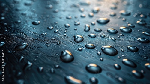 Blue Surface with Water Droplets Fresh Background