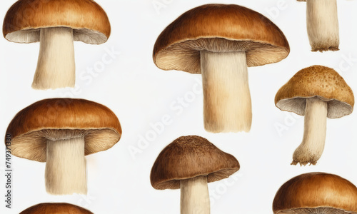 seamless pattern with mushrooms on a white background. illustration.