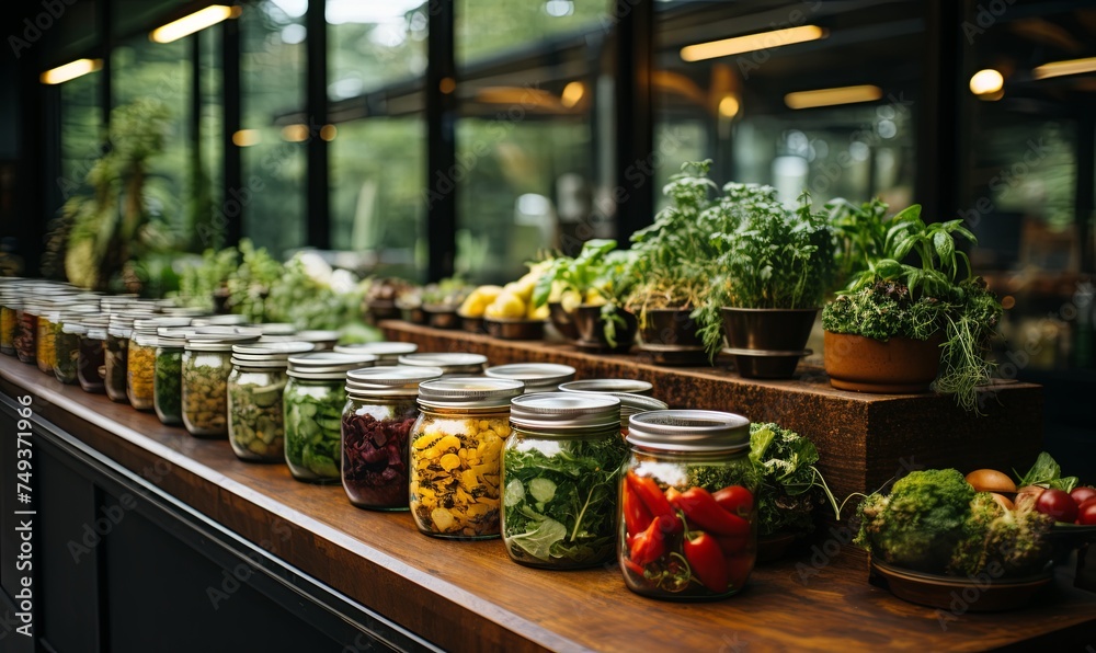 Assorted Vegetable Jars on Display