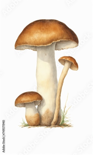 Mushroom isolated on white background. Hand drawn watercolor illustration.