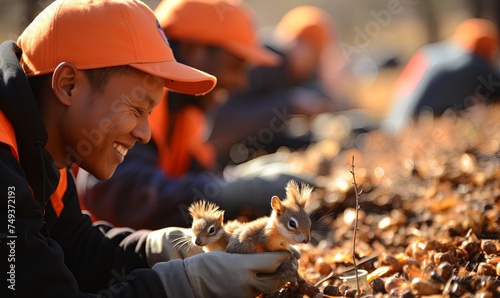 Man Holding Baby Squirrel