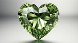 3D Green Diamond Heart on a White Background