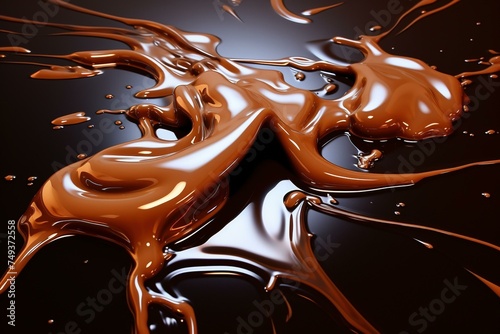 Gently melted chocolate on a glossy surface