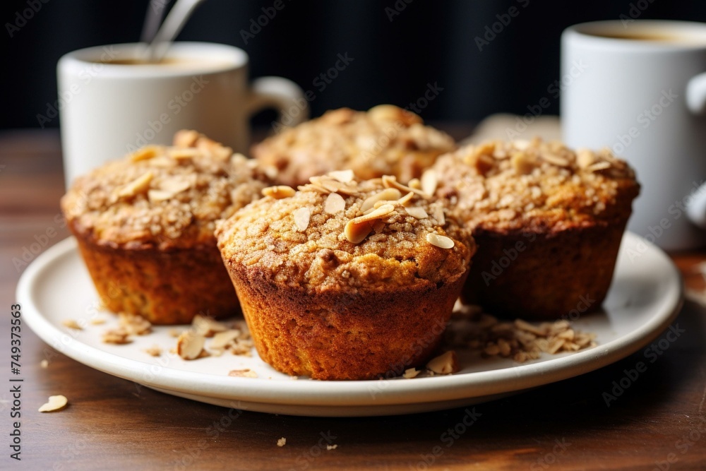 Gluten-free banana muffins with a golden flax topping