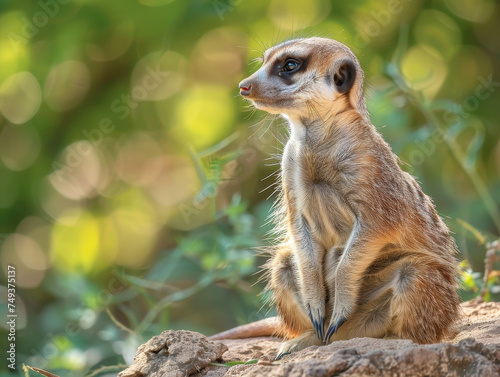 Wallpaper Mural A solitary meerkat sits on the ground, observing its surroundings intently. Torontodigital.ca