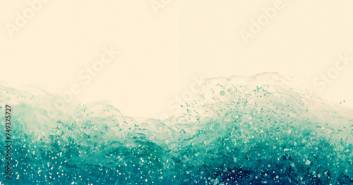 Abstract Watercolor Paint Background, Green Teal Turquoise and Blue Tones with Liquid Fluid Texture for Banner