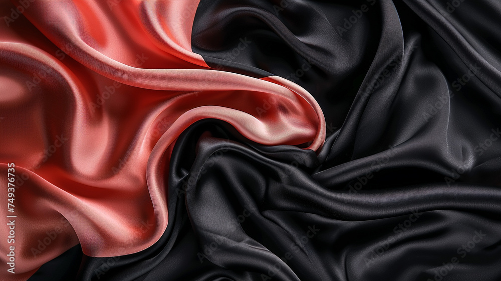Black and Coral color silk background