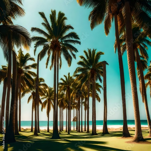 palm trees at sunset © robina