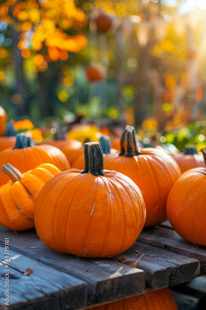 pumpkins on a wooden nature background pumpkins on a wooden nature background