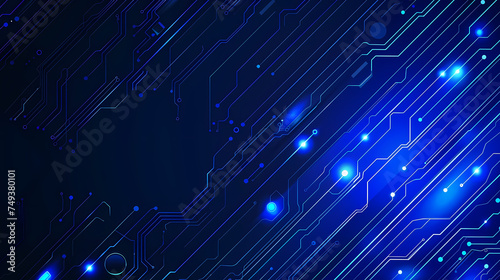 Circuit Board Pattern With Glowing Blue Lights Background