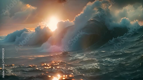 Serene ocean waves gently ripple, evoking tranquility in coastal scenes photo