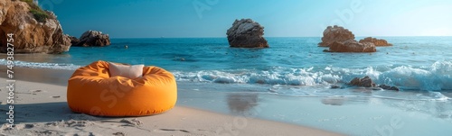 Photo beach bean bag with sea