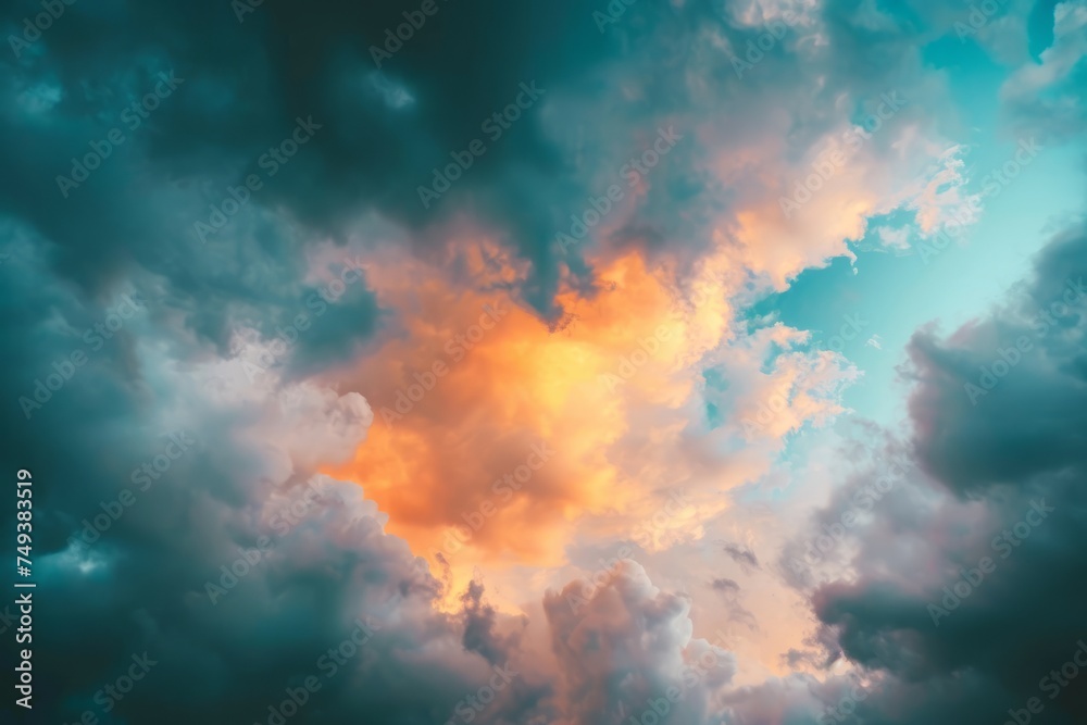 Swirling clouds in a vibrant sky