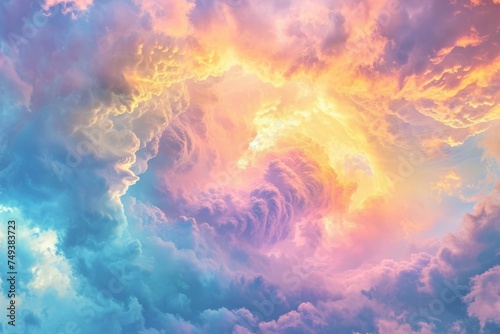 Swirling clouds in a vibrant sky