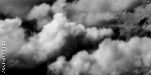 Luxury smoke on black background. White Cloud Isolated on Black Background. Good for Atmosphere Creation. White cloudiness, mist or smog overlay backgrounds. Wide sky and clouds dark tone. 
