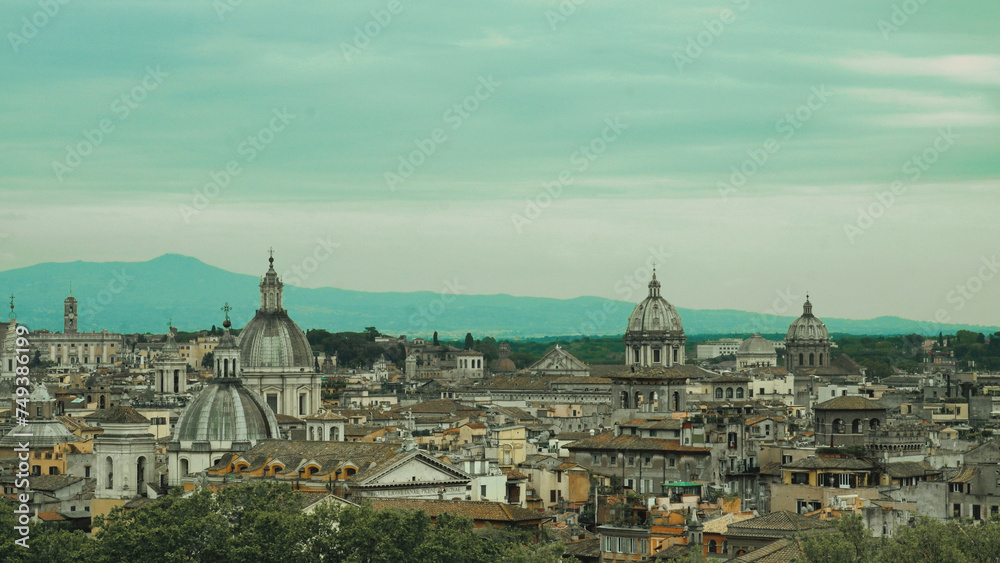 Rome skyline, Italy, Europe. Cityscape and skyline of Rome, scenic view of Rome town in summer