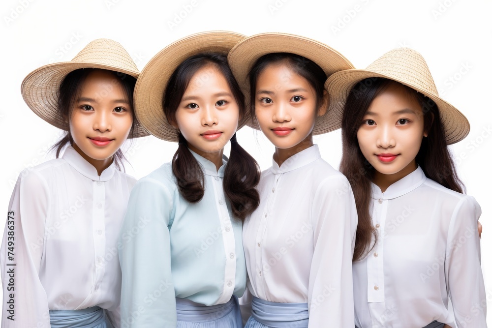 Photo of young Vietnamese woman wearing red ao dai. Asian woman wearing Vietnam culture traditional at Trang An, Vietnam. Generative AI. Photo of young Vietnamese woman wearing red ao dai. Asian woman wearing Vietnam culture traditional at Trang An, Vietnam. Generative AI.
