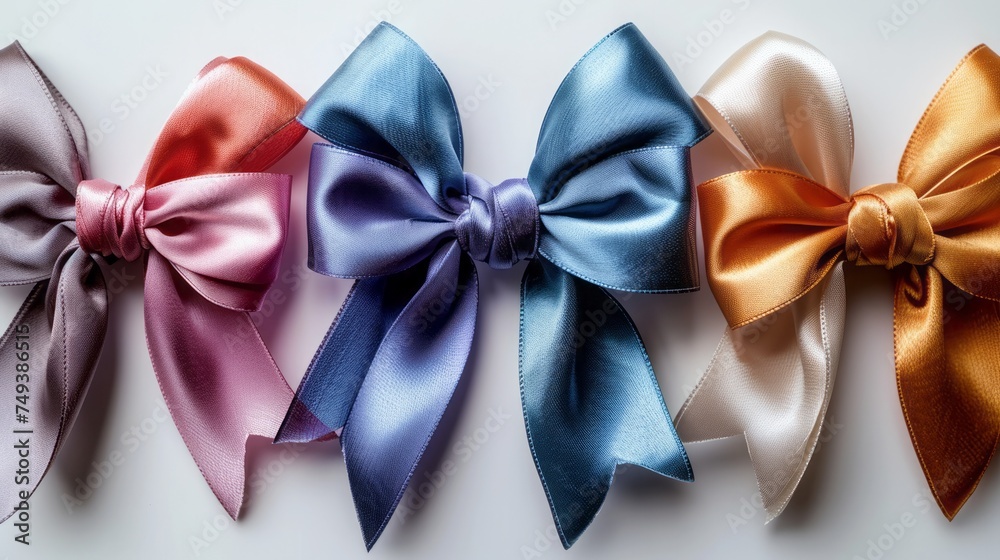 Color gift satin ribbon bow, isolated on white Color gift satin ribbon bow, isolated on white