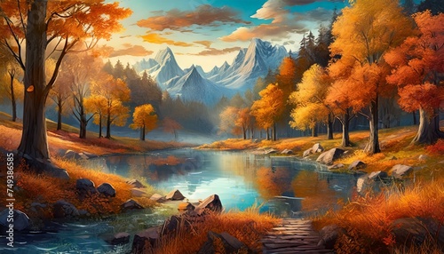 autumn landscape with lake and mountains © Frantisek