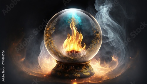 fire in a glass ball