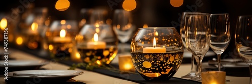 Moody Tablescape During Wedding Reception  with lights  light black and yellow  Background HD  Illustrations