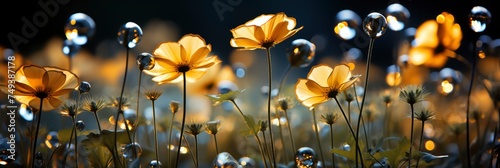 Morning Summer Spring Beautiful Wildflower, with lights, light black and yellow, Background HD, Illustrations