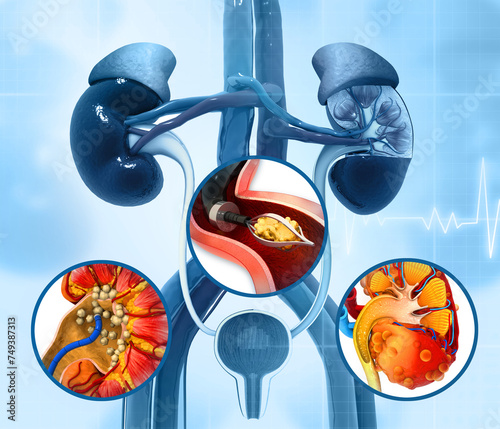 Kidney stone removal concept. 3d illustration
