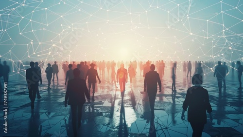 Wallpaper Mural The future of corporate networks digital city of business A diverse group of individuals embark on a journey of connection. Torontodigital.ca