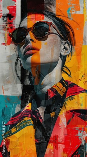 Urban Expedition of New Clothes. Abstract Modern Illustration Featuring a Fashionable Woman on an Urban Adventure