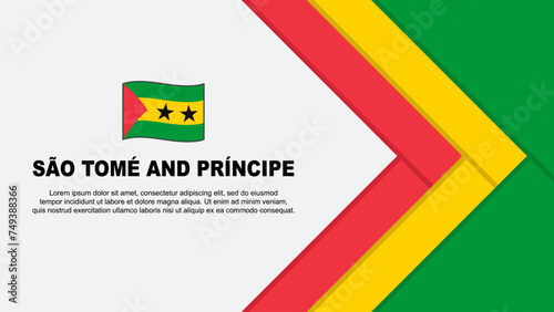 Sao Tome And Principe Flag Abstract Background Design Template. Sao Tome And Principe Independence Day Banner Cartoon Vector Illustration. Cartoon