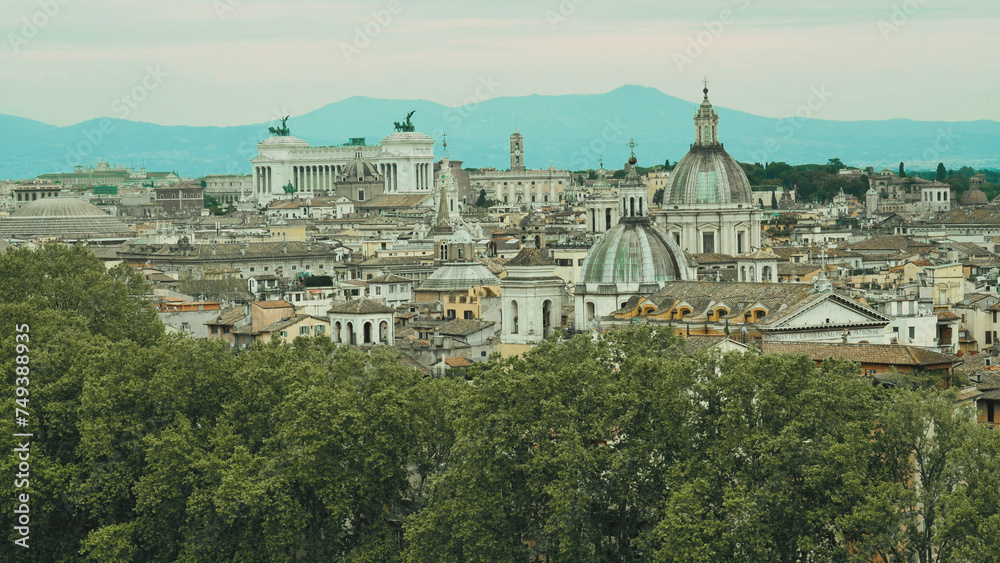 Elevated view, the skyline of the city Rome, Italy