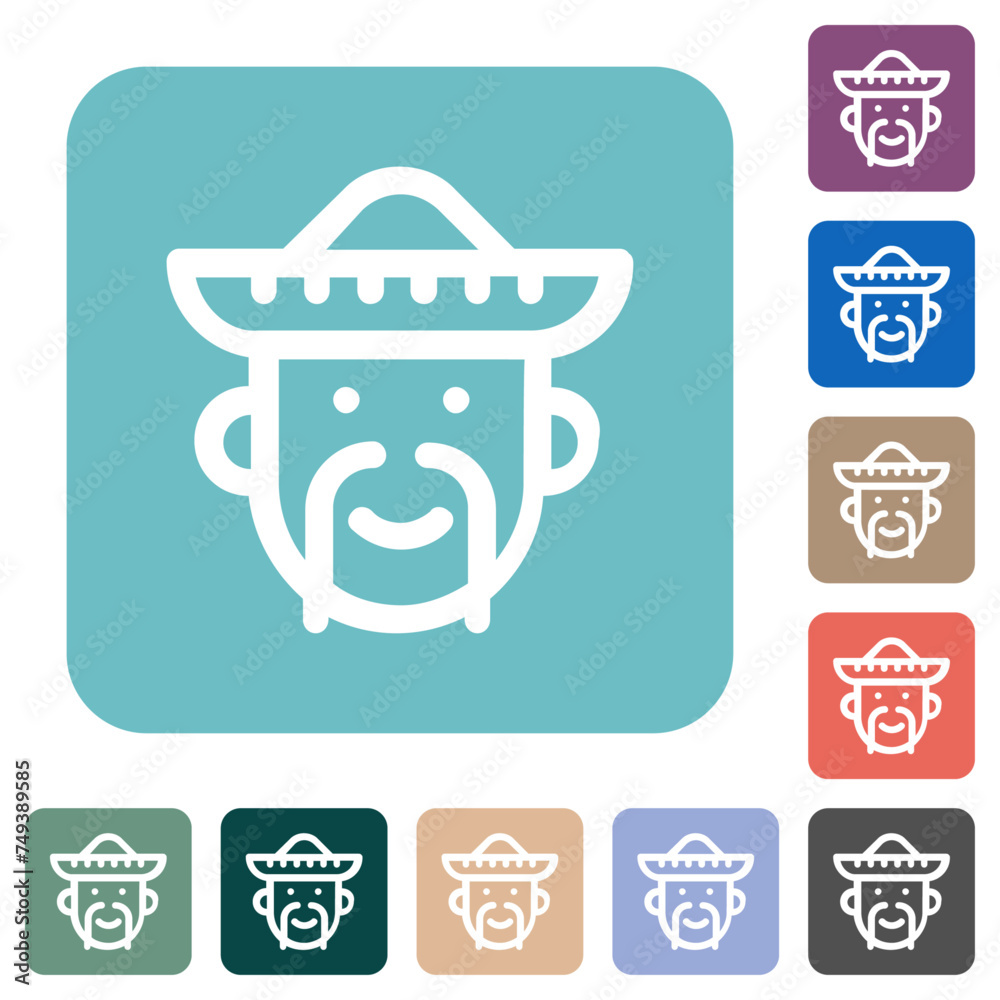 Mexican avatar outline rounded square flat icons