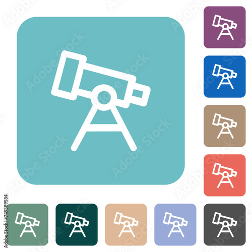 Telescope outline rounded square flat icons