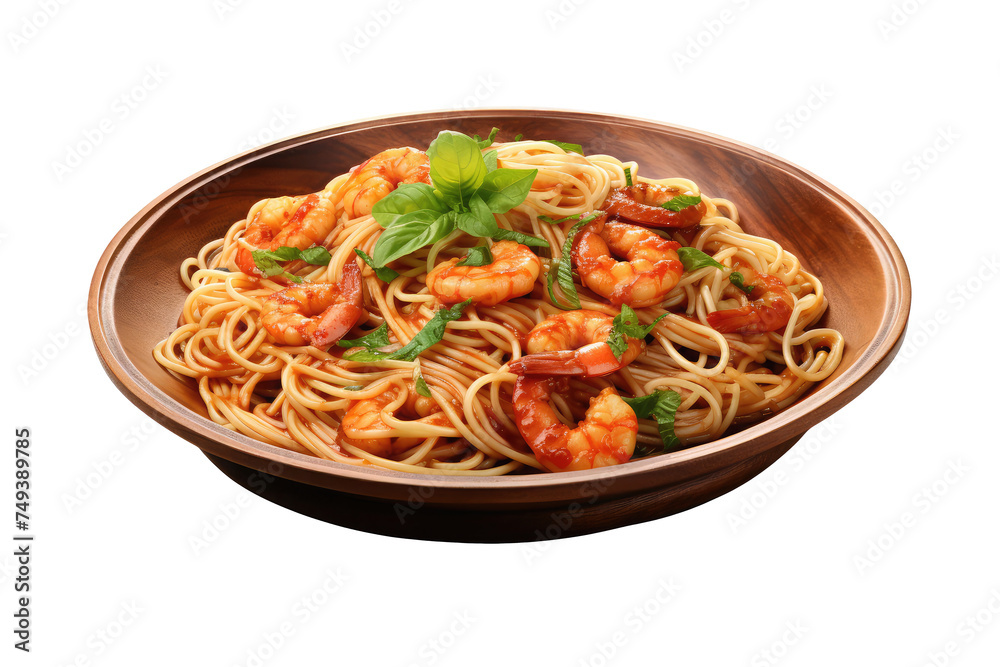 delicious spaghetti in dish isolated on white delicious spaghetti in dish isolated on white
