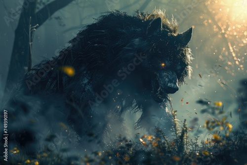 A fantastical image of a terrifying werewolf monster. Generative Ai photo