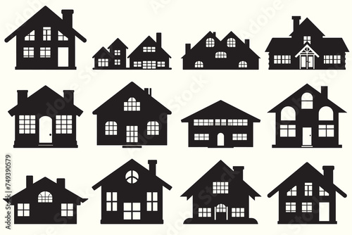 Home House Silhouette Vector Illustration set