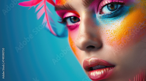 portrait of a model with bright makeup  cosmetic and beauty concept