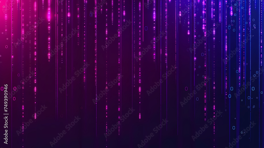 Abstract Digital Code Rain With Purple and Blue Hues