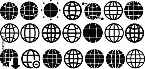 Set of vector world silhouettes black color.