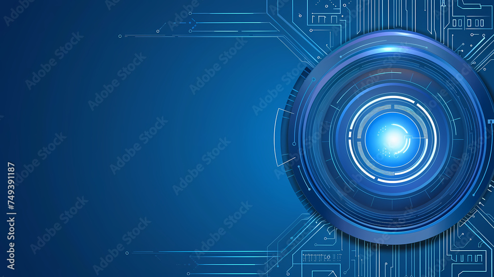 Obraz premium Futuristic Blue Circuit Board With Glowing Digital Interface